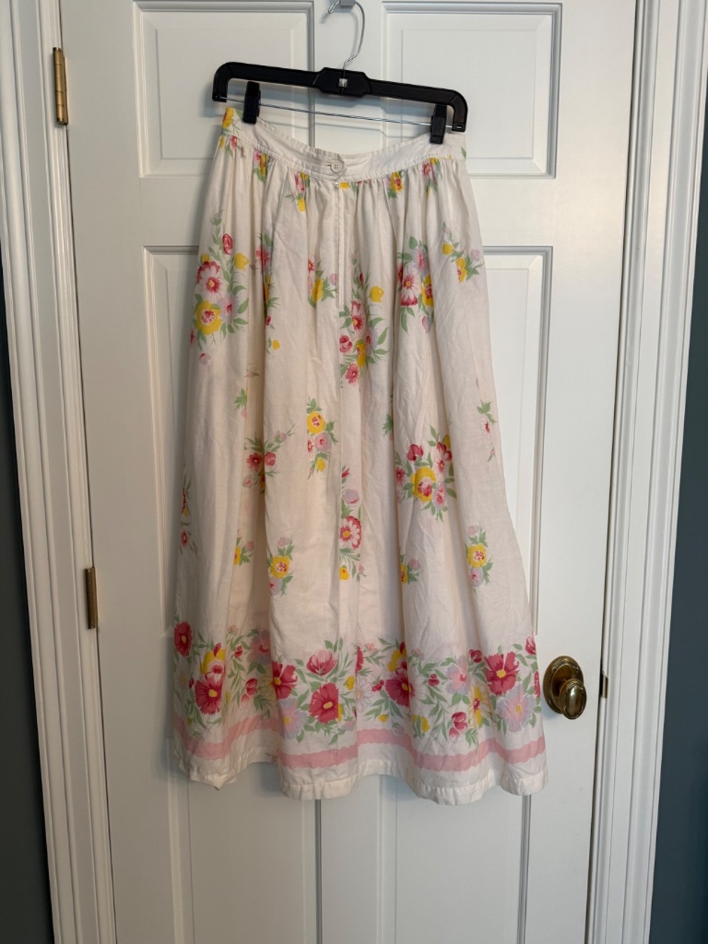 Vintage Ralph Lauren Floral Border Print Cotton Prairie Midi Maxi Skirt - Picture 6 of 6